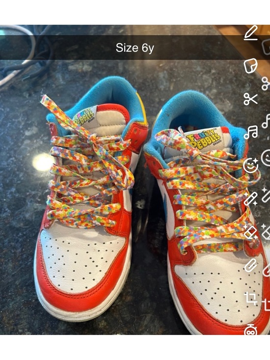 Nike Other - Nike Kids White & Red Sneakers with Multicolor Fruity Pebbles Laces